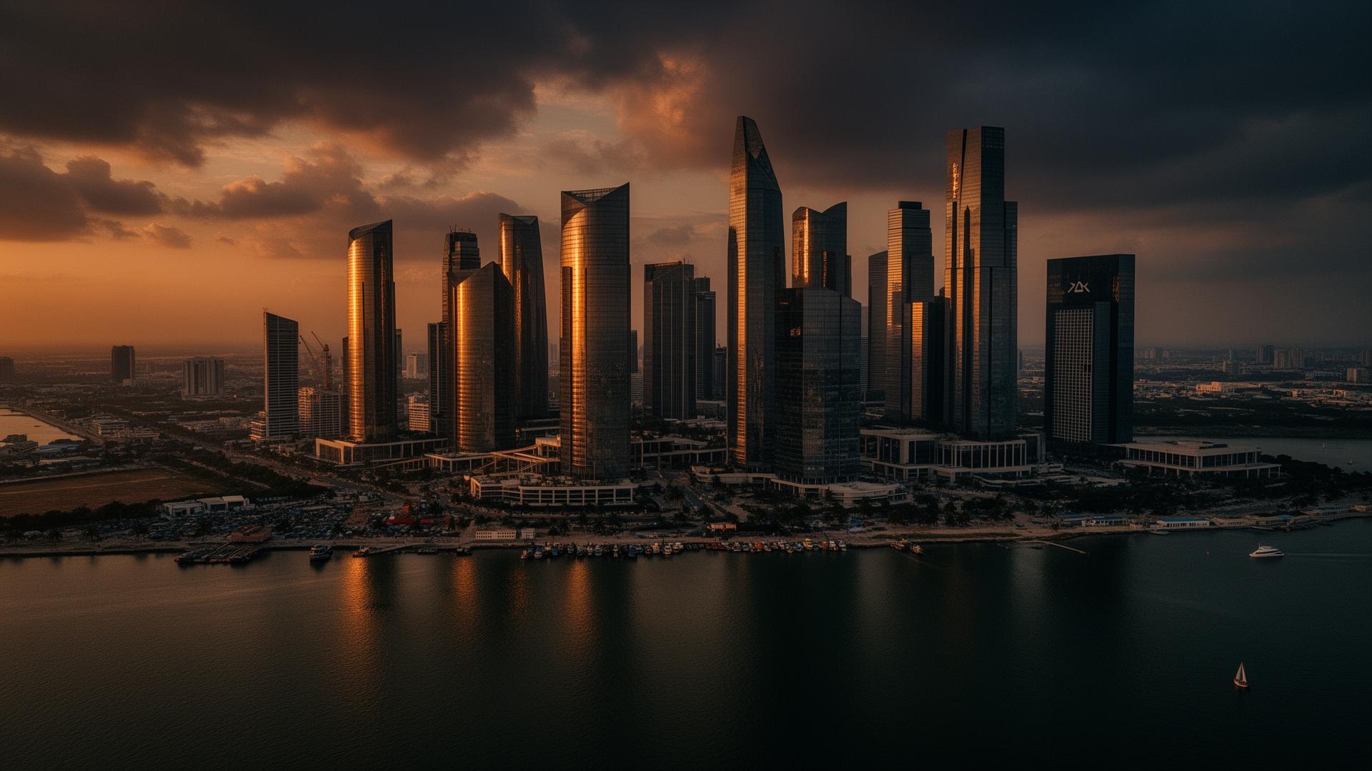 Lagos skyline at dusk — West Africa's premier financial district